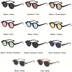 Lunettes de soleil rondes rétro tendance 2025 avec logo personnalisé, rivets punk, verres transparents UV400, petite monture pour hommes et femmes - Product Image 6