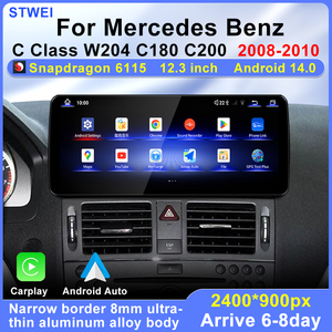 Radio Multimedia para Auto STWEI con Android 14 para Mercedes Benz Clase C W204 C180 C200 2008-2010, Pantalla de 12.3 Pulgadas, Reproductor Multimedia, Carplay Inalámbrico - Product Image 3