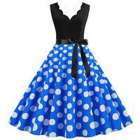 Robes d'été rétro pour femmes, style Audrey Hepburn des années 50 et 60, rockabilly, col en V, à pois, nœud, pin-up, robe de bal, robe de soirée, grande taille, vestidos