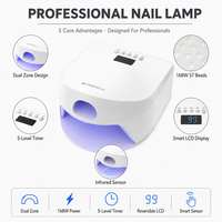 Lampe à ongles UV LED 168W 57 perles Double zone Professionnelle Séchage rapide du vernis gel Portable Électrique Prise US Vente en gros