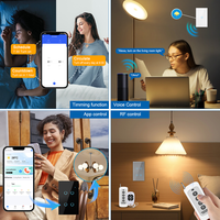 ANDELI Wifi tuya smart switch Gold 2Gang Neutral Wire + No Neutral Wire Required Wall Light Switch smart house