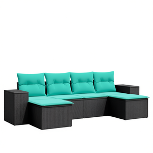 Ensemble de canapés de patio extérieur moderne en rotin tressé, 6 places, style contemporain, meubles pour jardin et terrasse - Product Image 1