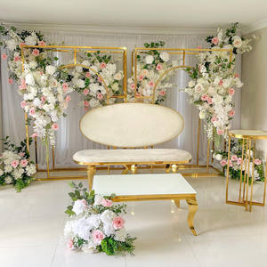 Arco DE BODA indio, mesa de soporte de flores de arco redondo de <span class=keywords><strong>metal</strong></span> dorado para boda - Product Image 5