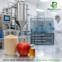 Vinaigre de cidre de pomme en poudre, qualité alimentaire, extrait végétal, acide acétique 5%, supplément fermenté en bouteille et en récipient en verre