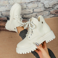 Bottines à plateforme pour femmes, à lacets, doublées de polaire, à semelle épaisse, style combat, chaussures de mode automne-hiver, 2 couleurs