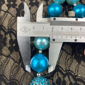 Moda personalizada 20mm azul claro ABS perla Rhinestone collar y pendiente conjunto niños niñas <span class=keywords><strong>Bubblegum</strong></span> Bead joyería al por mayor - Product Image 4