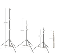 Support d'éclairage 2,8 m en acier inoxydable pour photographie, support de lampe, boîte à lumière, trépied pour flash vidéo - Offre Spéciale