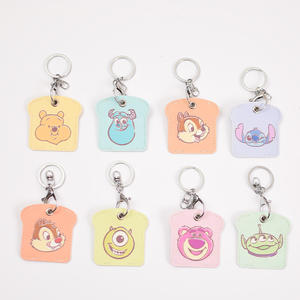 Porte-clés de dessin animé Kawaii Idées cadeaux Porte-clés à double usage en cuir Pu avec bouton capteur Porte-clés - Product Image 1