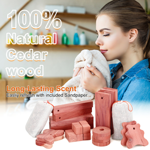 LINDON 34 Pièces Blocs de Cèdre Accessoires <span class=keywords><strong>Copeaux</strong></span> de Bois de Cèdre Aromatique Sachets Parfumés Frais pour Tiroirs et Placards - Product Image 2
