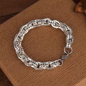 <span class=keywords><strong>Bracciale</strong></span> alla Moda <span class=keywords><strong>con</strong></span> <span class=keywords><strong>Incisione</strong></span> a Croce in <span class=keywords><strong>Argento</strong></span>, Gioiello <span class=keywords><strong>con</strong></span> Catena a Lettere, <span class=keywords><strong>Bracciale</strong></span> Punk Cromato <span class=keywords><strong>con</strong></span> Croce CH per Donne e Uomini - Product Image 6