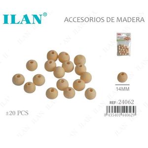 Perline in legno Ilan 14 mm rotonde naturali per artigianato e creazione di gioielli - Product Image 3