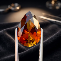Batu Permata Turmalin Oranye Sunset Alami Bentuk Pir 7.23 CT Tanpa Cacat, Potongan Sempurna, Kualitas Loupe Clean, Dari Tanzania 16.6x10.8x7.3mm