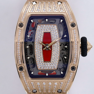 Montre de luxe en or rose et diamants, design lèvres rouges pour <span class=keywords><strong>femme</strong></span>, bracelet en caoutchouc rouge, montre mécanique tendance pour <span class=keywords><strong>femme</strong></span> - Product Image 2