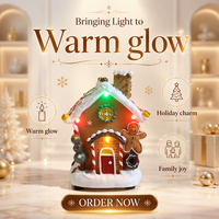 Maison en pain d'épices illuminée par LED en résine 10x13cm, ornement décoratif de Noël pour la maison, la table, les fêtes, cadeau de Noël