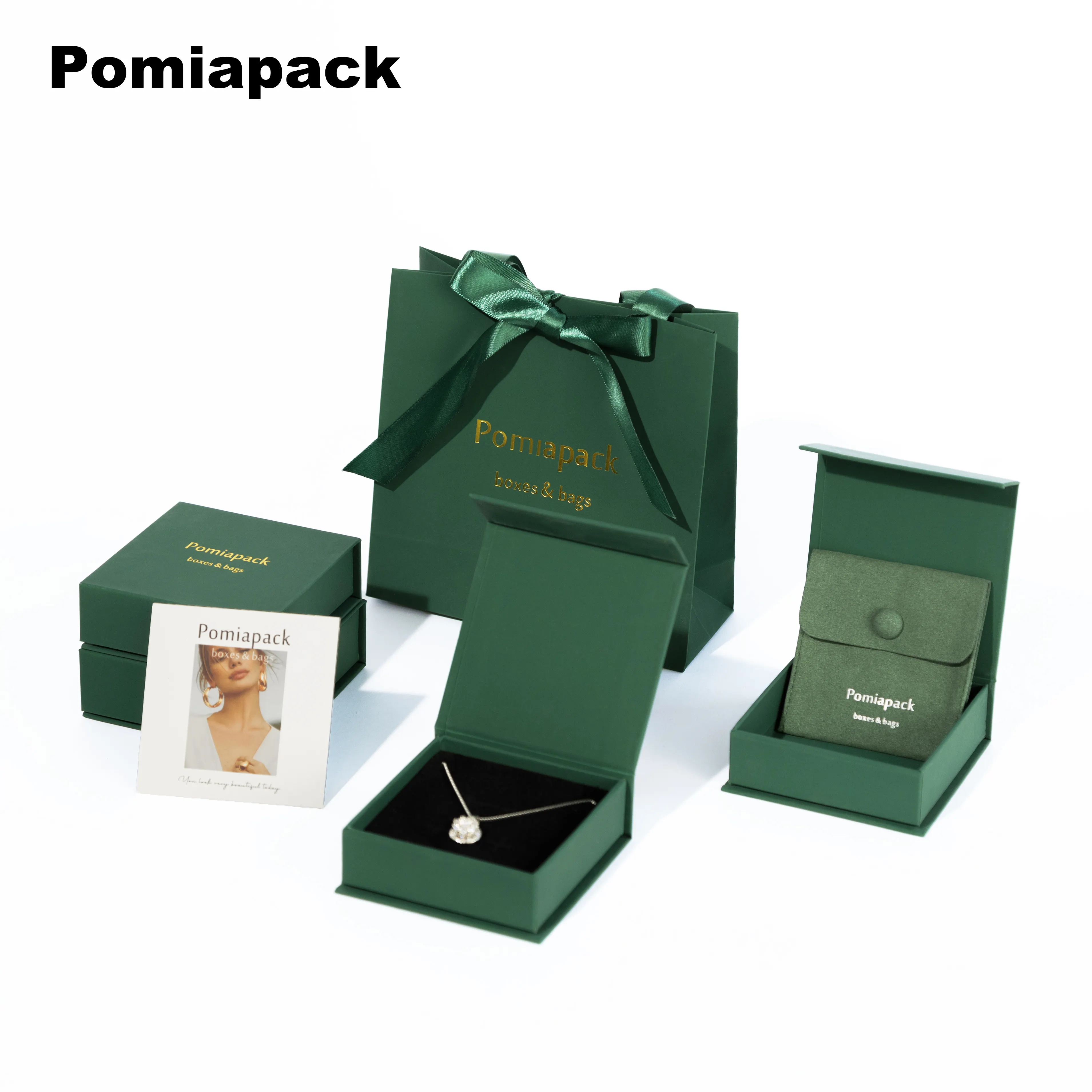 Caixa de papel magnética para presente, pulseira verde, embalagem ecológica, caixa de papelão para joias, 2024, ideal para presente