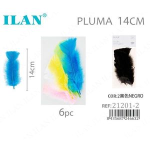 ILAN Pluma 14Cm Nero 6Pz Piume per Artigianato - Product Image 2