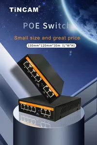 Tincam 6 Poort Poe Switch 48V Afstand 100/250 Meter 4 Rj45 Poe 10/100M + 2 Rj45 Uplink 10/100M Desktop Netwerk Switches Voor Cctv