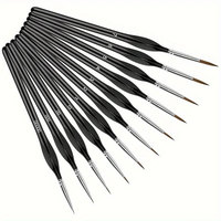 Coffret Cadeau de Noël : 10 Pinceaux de Détail à Poils de Loup à Trois Pointes avec Manches en Bois |   Pinceaux de contour pour aquarelle à l'huile