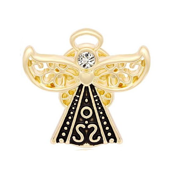 Zinc Alloy Gold Color Black Enamel Angel Lapel Pin Enamel Lapel Pin