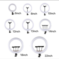 Lampu Cincin LED Selfie Terlaris 6in/8in/10in/12in/13in/14in/18in/22in, Suhu Warna Dapat Diatur 2700-7000K, Remote Control AC
