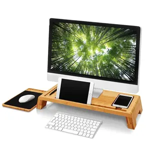 Экологичный Бамбуковый стол для ноутбука, домашний офис, Бамбуковая деревянная подставка для монитора компьютера