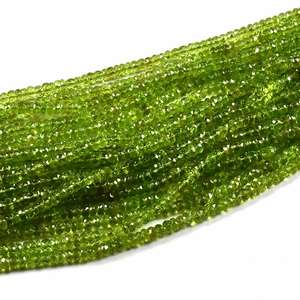 Precio al por mayor cuentas de piedras preciosas de peridoto natural cuentas sueltas facetadas con forma de Rondelle verde para la fabricación de joyas de buena calidad - Product Image 1