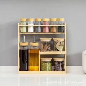 Bamboo Kitchen Spice Rack Multi Layer Storage Organizer For Oil Salt Soy <b>Sauce</b> Vinegar And Spices - Product Image 1