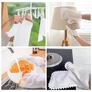 10PCS Disposable Eco-Friendly <b>Dust</b> Cleaning Gloves Non-woven Fish Scale Design Zenidoo Brand White 23x20cm Kitchen Use Clean - Product Image 6