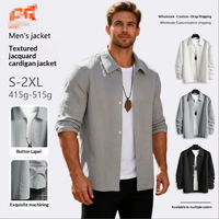 Veste décontractée jacquard à simple boutonnage pour homme, coupe ample, style européen et américain, avec patchwork de couleur unie