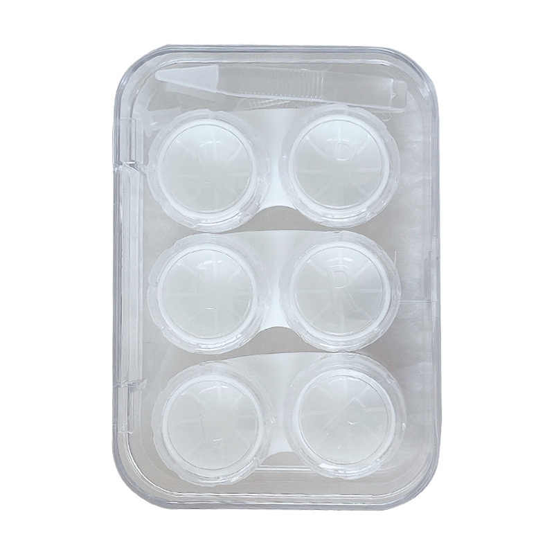 Прозрачный контейнер для контактных линз, 3 набора косметических контейнеров, невидимый контейнер для контактных линз с герметичным кольцом