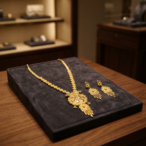 Colliers de mode en laiton plaqué or 14K 18K 24K en gros, ensemble de colliers au design floral traditionnel, bijoux Oro Joyería - Product Image 2