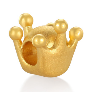 Wholesale high-end 24k pure gold crown shape <b>beaded</b> sandblasting process <b>bracelet</b> jewelry accessories and components - Product Image 1