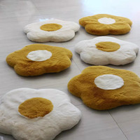 Coussin de siège en fausse fourrure de lapin avec noyau en latex à récupération lente, forme d'œuf, motif floral, personnalisable pour chaise de bureau à domicile