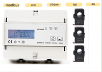 Compteur d'énergie triphasé sur rail DIN avec connexion CT, RS485 Modbus, fonction multi-tarifs, précision classe 1.0, affichage LCD