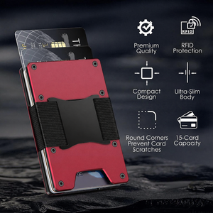 Front Pocket <b>Wallet</b> for Men <b>RFID</b> <b>Blocking</b> Credit Card Holder with Cash Strap Aluminum Laser Engraving Customizable - Product Image 5