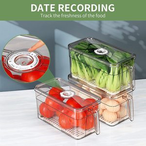 Hot Selling BPA-Free PET <strong>Storage</strong> <strong>Box</strong> with Freshness Timer Lid <strong>Fridge</strong> Organizer for Kitchen Pantry and Refrigerator Food <strong>Storage</strong> - Product Image 5