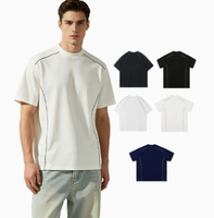 T-shirt à manches courtes pour couple, col rond ample, surdimensionné, en coton 220G 20S, avec empiècements en lin, doux, respirant, élégant, sur mesure