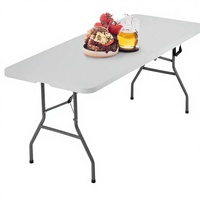 Table de pique-nique pliante en plastique de 6 pieds, table d'extérieur pliable pour mobilier d'extérieur, camping, fête et mariage