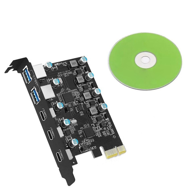 Plc Pcie to Expansion Card 20 Gbps Bandwidth 5 Ports( 2*usb-a 3*usb-c) for Win Bulk Supply