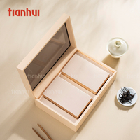 Tianhui Emballage de boîte-cadeau magnétique de luxe Boîte en papier imitation cuir avec boîte à couvercle en acrylique transparent pour l'emballage de l'ensemble Gft de thé