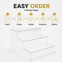 Étagère d'angle de bureau personnalisée à 3 niveaux en métal, épaissie de 5 mm, avec support d'escalier transparent, montage facile pour figurines et jouets