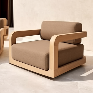 Juego de Sofás de Patio de Madera de Teca Sólida, Color Personalizado, Muebles de Hotel, Sofá de Jardín con Cojines, Venta al Por Mayor de Fábrica - Product Image 4