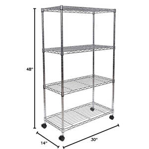 4-Tier assemblée panier rayonnage industriel de fil avec quatre roues - Product Image 3