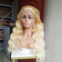 Perruques blondes 613 en cheveux humains bruts, vente en gros, avec nœuds blanchis 13x4, perruque frontale HD à fermeture complète en dentelle