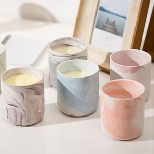 Ceramic <b>Candle</b> <b>Holders</b> Cylindrical <b>Marble</b> Pattern Home Decoration Eco-Friendly - Product Image 1