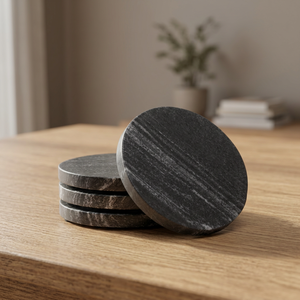 Modern <b>Round</b> Stone Coasters Set 8 Mm Thickness Non Slip <b>Mats</b> & Pads <b>Table</b> Decoration Natural Marble New Arrival Attractive Look - Product Image 1
