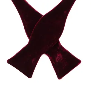 Solid Color Burgundy Wine Red Butterfly Bow Tie Adjustable Handmade Men Gift Elegant Wedding Detachable Self Tie Velvet Bowties