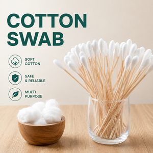 Coton-tige médical jetable à tige en bois, à pointe unique, pour le nettoyage des plaies, les soins des oreilles, usage hospitalier - Product Image 1