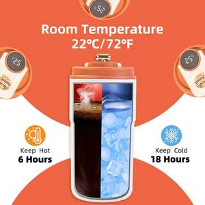 Mug de voyage isotherme intelligent en acier inoxydable de 16 oz avec affichage LED de la température - Product Image 2