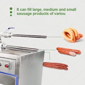 Relleno automático de salchichas Rojas, relleno de <span class=keywords><strong>perro</strong></span> caliente, fabricante de salami, pequeña máquina fresca automática con enlazador - Product Image 3
